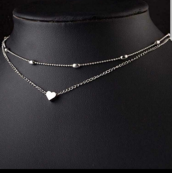 Jewelry - Heart Pendant Necklace with Beaded Choker
